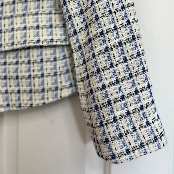 💟 CLUB MONACO Textured Cutaway Crop Single-breasted Blazer Size XS Multi - Picture 10 of 16
